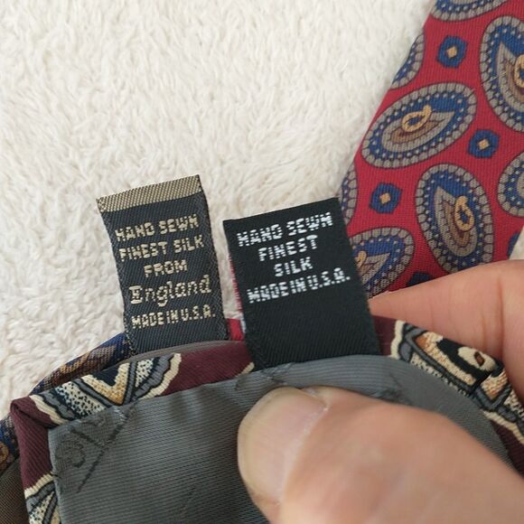 Robert Talbott Carmel Valley Neckties Silk Red Geometric Paisley 57-58" Lot Of 2 - Picture 8 of 8